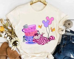 Alice In Wonderland Cheshire Cat Ears Balloon Tea Cup Shirt