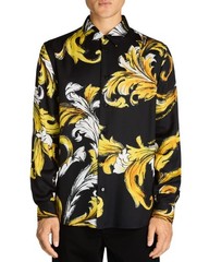 Versace Jeans Couture Barocco Print Regular Fit Twill Shirt Men’s S Black/Gold