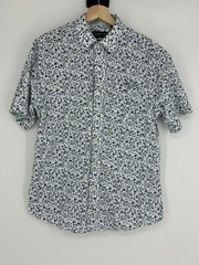 Nick Graham White Blue Green Floral Modern Fit Stretch Shirt Men’s Size Medium