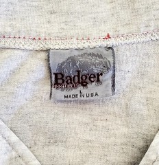 Badger 98 Rock KRXQ 98.5 Button-Up Jersey Shirt V-Neck Cotton White/Red