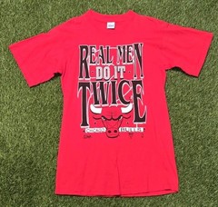 Vintage 90s Chicago Bulls Salem T-Shirt Real Men Do It Twice 1992 NBA L Single