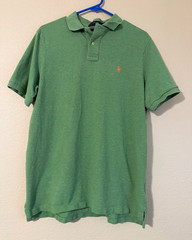 Polo Ralph Lauren Men’s L Green Solid Cotton Knit Short Sleeve Polo Logo