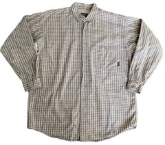 Vtg Patagonia Work Shirt Mens XL Plaid Yarn Dye Button Up Gray Tan EUC Romania