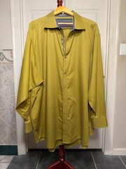 Robert Graham 5XL Olive Green Button Up Embroidered Placket Contrast Trim
