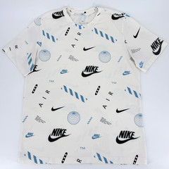 Nike All Over Print T Shirt Mens Large White Graphic Logo Streetwear Tee NWS AOP