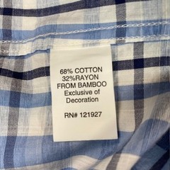 Johnnie-O Hangin Out Mens Medium Blue Plaid Bamboo Blend Button Down Shirt L/S