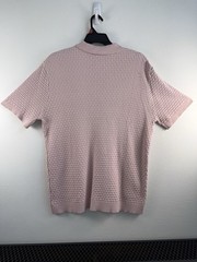 NWT Men’s M Pink Textured Knit Polo Shirt Short Sleeve Cotton/ Viscose Blend