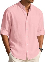 Men’s Button Down Dress Shirt Casual Long Sleeve Fit Cotton Multisize