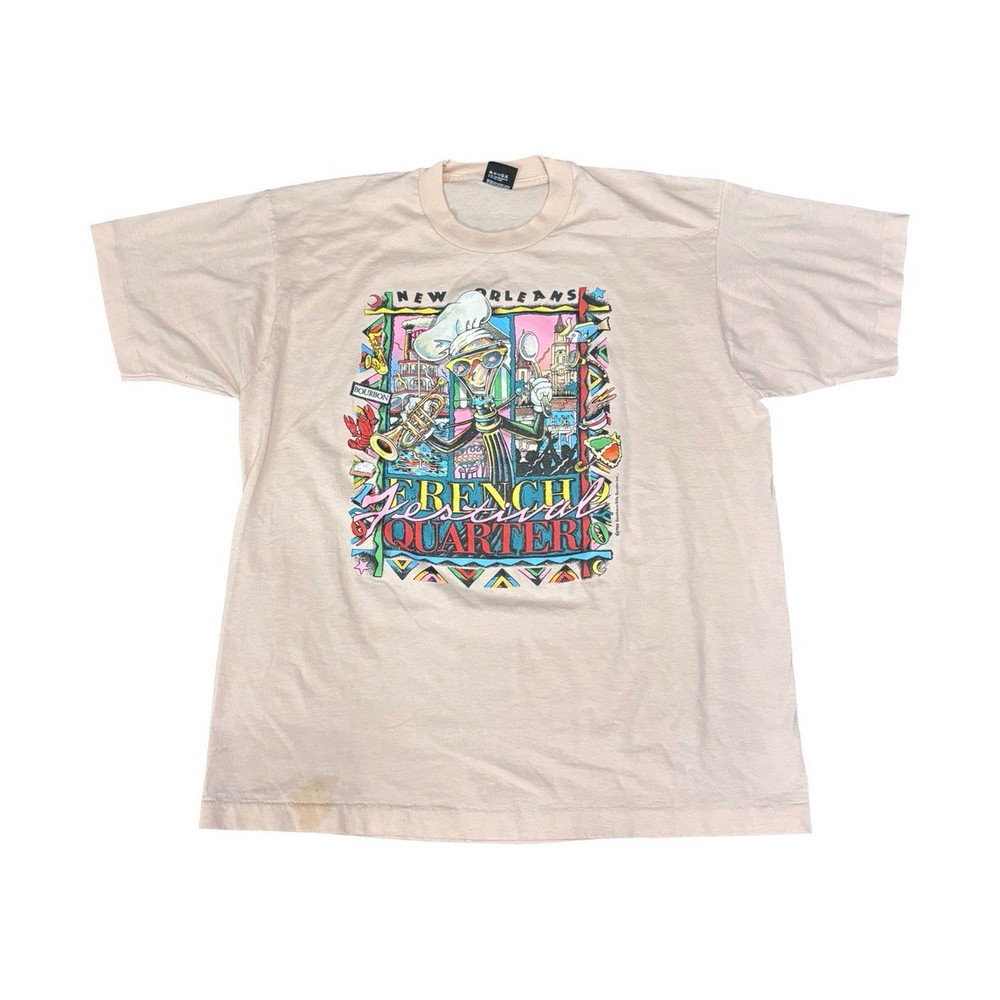 New Orleans French Quarter Festival Cartoon Chef Vintage 90s tee Size XL