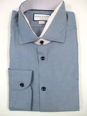 -NWT Charles Tyrwhitt Steel Blue Printed Trim Extra Slim Fit Shirt Sz 16.5/36in