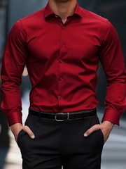 Mens Dress Shirts Formal Business Long Sleeves Non Iron Elastic Casual Shirts