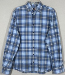 Johnnie O Hanging Out Shirt Mens M Blue Plaid Surf Ocean Beachy Sporty