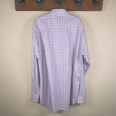 Lot of 2 David Donahue Mens Dress Shirt 18 36/37 Tailored Plaid Cotton
