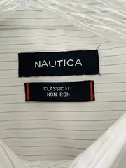 Nautica Classic Fit Non Iron Mens 17.5 Size XL Striped Button Up Cotton Shirt