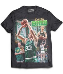 Larry Bird Tribute Vintage Basketball Tee Black Shirt