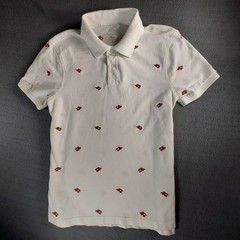 J.Crew G5210 Lobster Embroidered Polo Shirt Mens Small White Nautical Cotton