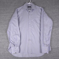 Canali Shirt Mens 15.5 39 Purple Stripe Dress Long Sleeve Made In Italy Cotton