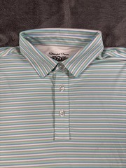 Straight Down Polo Shirt Mens Medium Stripe Edgewood Country Club Golf Stretch