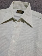 Vntg 70s Sears Sz MED Geometric Long Sleeve Rockabilly Polyester Disco Shirt