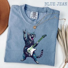 Funny Cat Playing Guitar Music Lover Comfort Tee