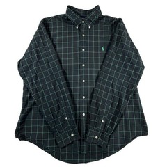 Ralph Lauren Golf Mens XXL Black Green Windowpane Cotton Custom Fit Shirt