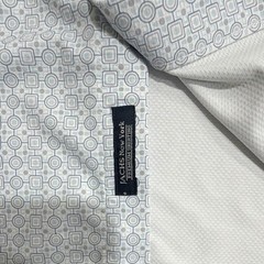 JACHS New York Men’s L White Blue Geometric Woven Point Collar Button-Up SS