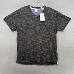 Reverse Threads T-Shirt Mens Small Heather Gray Pocket Slit Hem Henley Neck NWT