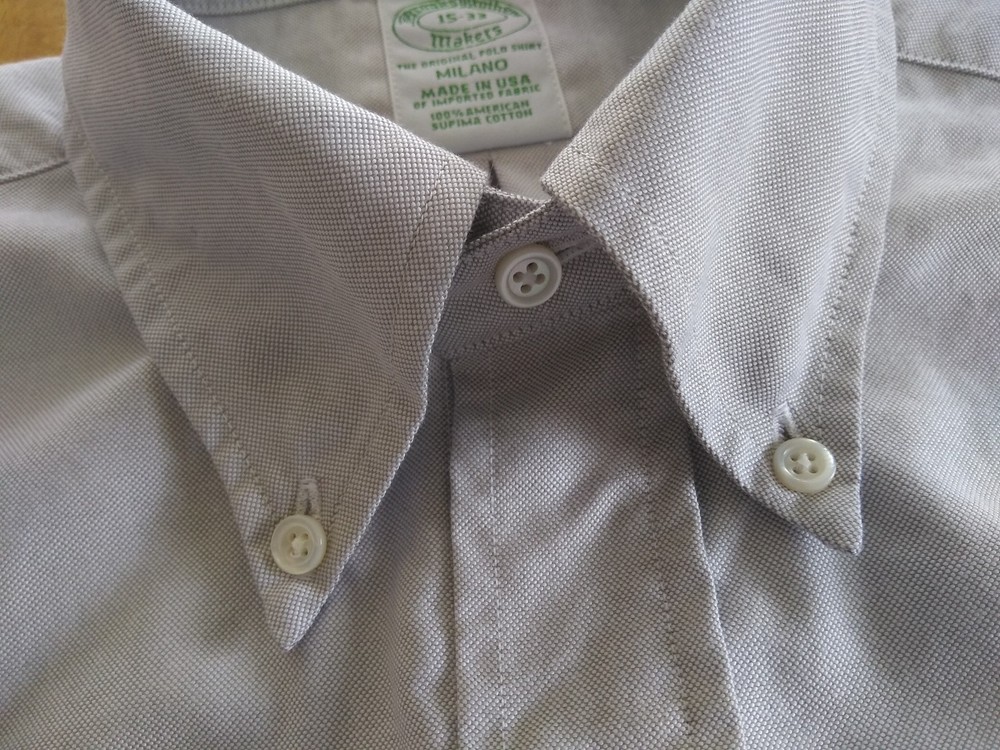 NWOT Brooks Brothers Gray Supima Oxford Button Down 15-33 Milano Fit MSRP $140