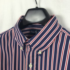 Ralph Lauren Mens Classic Shirt Large Blue Stripe Modern City Boy Utility Preppy
