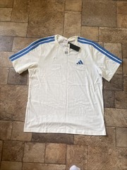 NEW MENS L ADIDAS WONDER WHITE ORIGINALS 3-STRIPES TEE SHIRT