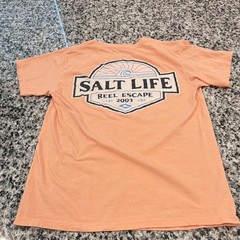 Salt Life Reel Escape Graphic Logo Orange Crew Neck Cotton T-Shirt Men’s S