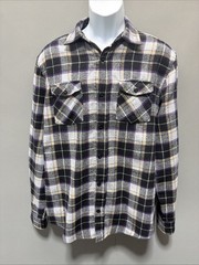 ELixir Plaid Purple Heavyweight Flannel Shirt Double Pocket Commuter Button Up L