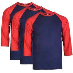 3 Packs Men’s 3/4 Sleeve Crew Neck Raglan Jersey Baseball Tee Shirts Size Small
