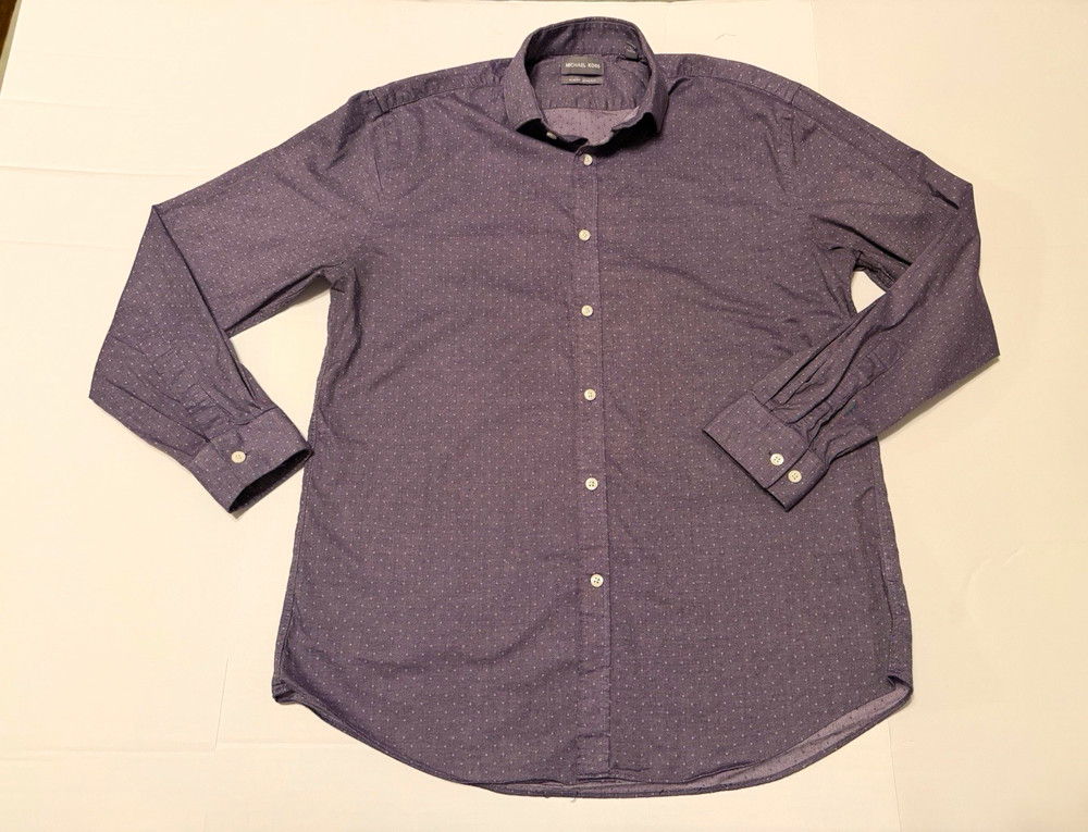 Michael Kors Slim Stretch Purple Long Sleeve Dress Shirt Button-up 15.5 32/33
