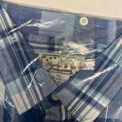 NWT Liberty Blues 79-5180-9 Blue White Plaid Collared Short Sleeve Tall 3XL