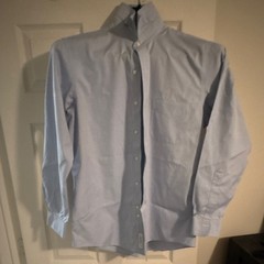 Brooks Brothers Non-Iron Classic Fit Blue Solid Cotton Dress Shirt 16.5-34