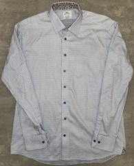 XO Sand Mens M/L Modern Fit Dress Shirt Blue Geometric Pattern Italian Fabric