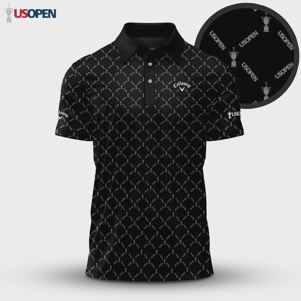 Callaway 2026 US Open Golf Polo Shirt Men Black AOP Performance