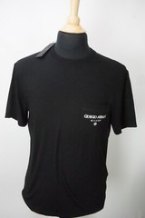 Giorgio Armani Solid Black Short Sleeve Cotton Blend Pocketed Shirt 48 EU 38 US