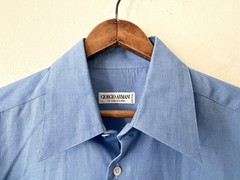 VTG Giorgio Armani Le Collezioni Button Up Dress Shirt Blue Size 15.5 (Fits Lg)