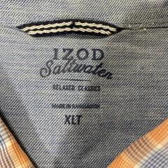 Izod Saltwater Shirt Men’s XLT Tall Blue Orange 100% Cotton Seaport Poplin