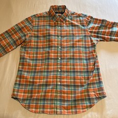 Polo Ralph Lauren Shirt Men’s Large Orange Madras Plaid Button Down Cotton