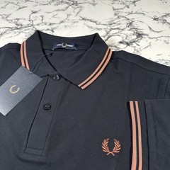 FRED PERRY Mens Navy Blue Twin Tipped Polo Shirt SIZE LARGE M3600 Y31 BNWT