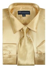 Men’s Fashion Shiny Satin Dress Shirt With Tie And Handkerchief 10 colors SG08