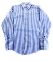 Brooks Brothers Men SLIM FIT Non-Iron French Cuff Blue Stripe Dress Shirt 16-34