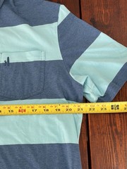 Johnnie O Hanging Out Polo Shirt Mens Large Blue Stripe Short Sleeve Stretch