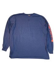 Carhartt Original Fit Mens 2XL Tall Blue Spellout Sleeve Tshirt Long Sleeve Spot