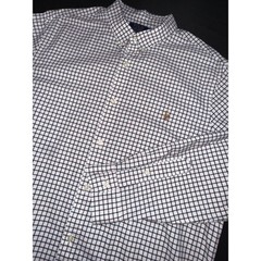 Polo Ralph Lauren Slim Fit Shirt XXL Mens White Plaid Tattersall Cotton Long Slv