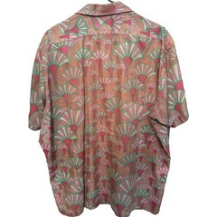 Vintage 1970s Raji’s Fashion Thailand fan pattern brown button up shirt Size XL