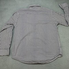 Bugatchi Uomo Shirt Men’s Medium Black White Pinstripe Seersucker Casual Button